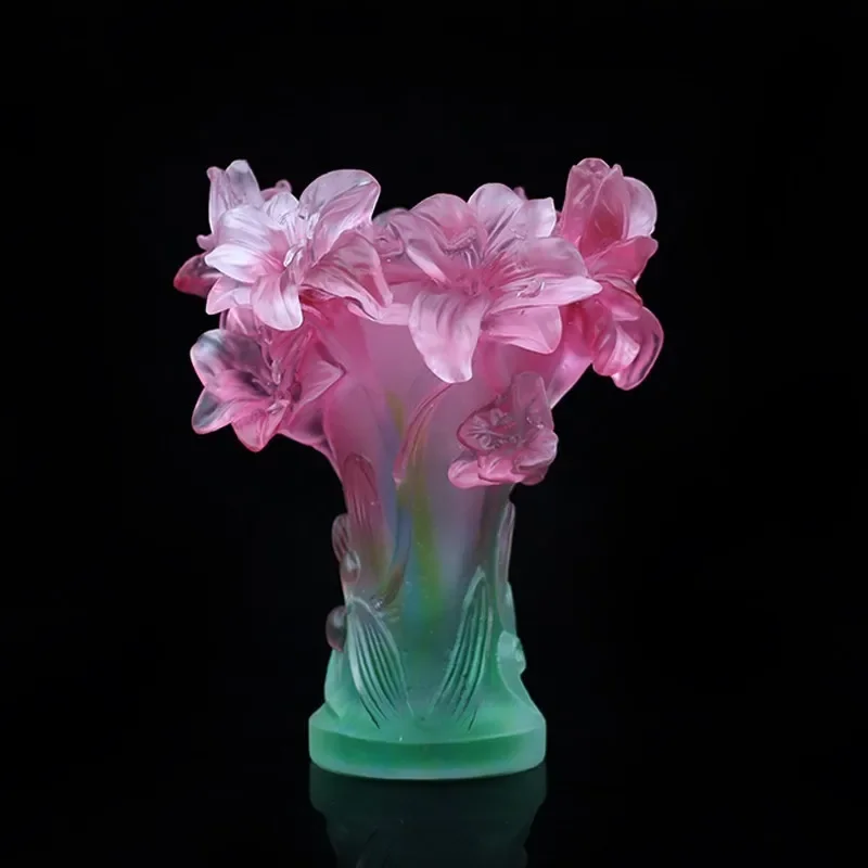 Ancient glazed butterfly rose vase light luxury gift living room desktop decoration handicraft ornament