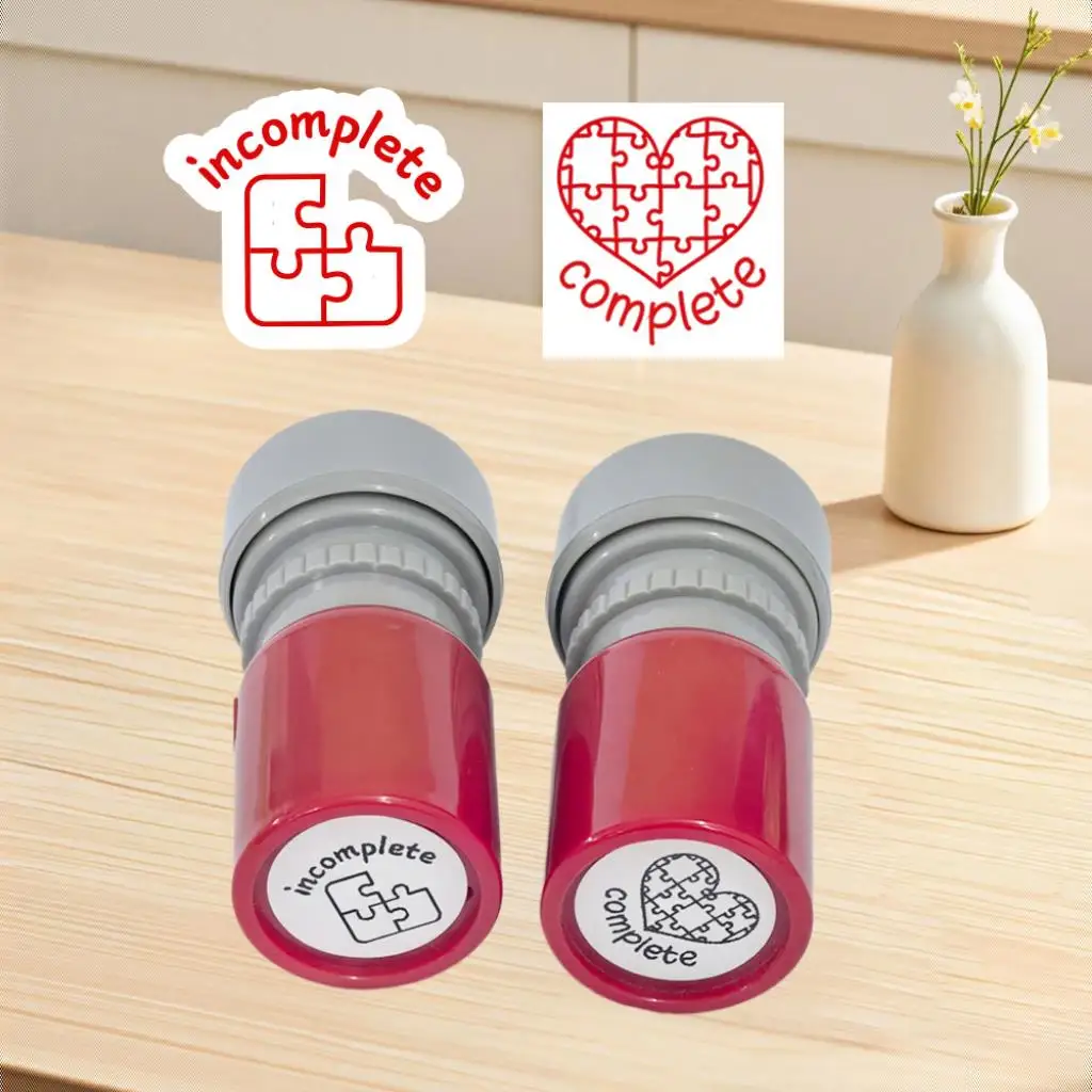 Grading Stamp Incomplete Building Blocks for Class Work Grading Stamp Round Stamp for Daily Office Use