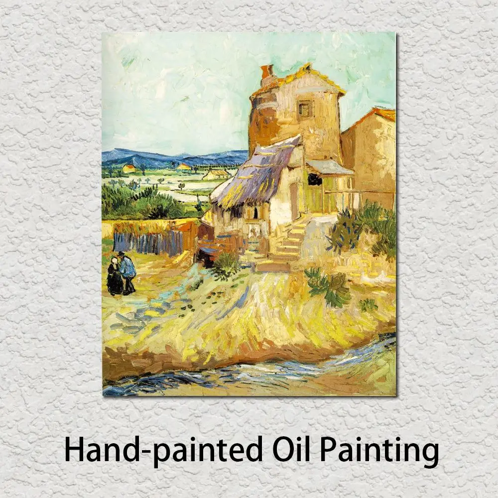 

Village Landscape Canvas Art Wall Picture The Old Mill Handmade Van Gogh Painting Impressionist Modern Artwork House Decor