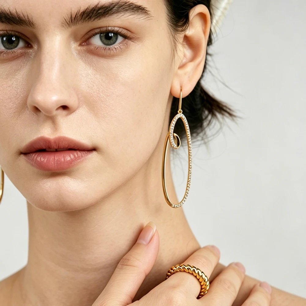 ENFASHION Rhinestone Geometric Drop Earrings For Women Water Droplets Shape Crystal Earings Fashion Jewelry Oorbellen EF191046