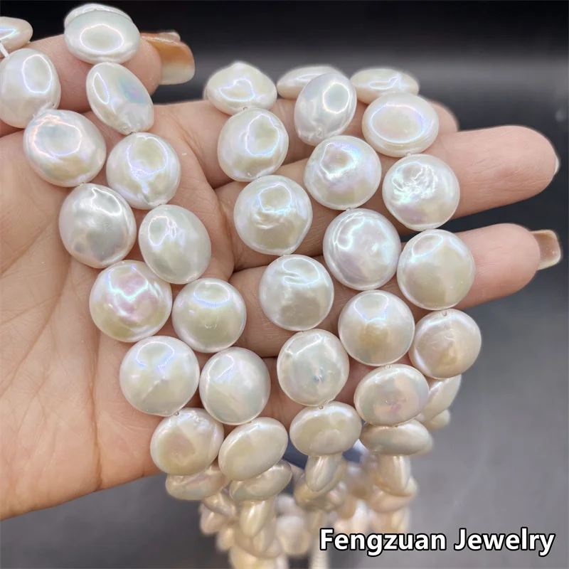 

AAAA High Quality Beads Baroque Pearl Strand Strong Luster Coins Shape Spacer White Pearls for DIY Necklace Bracelet Jewelry