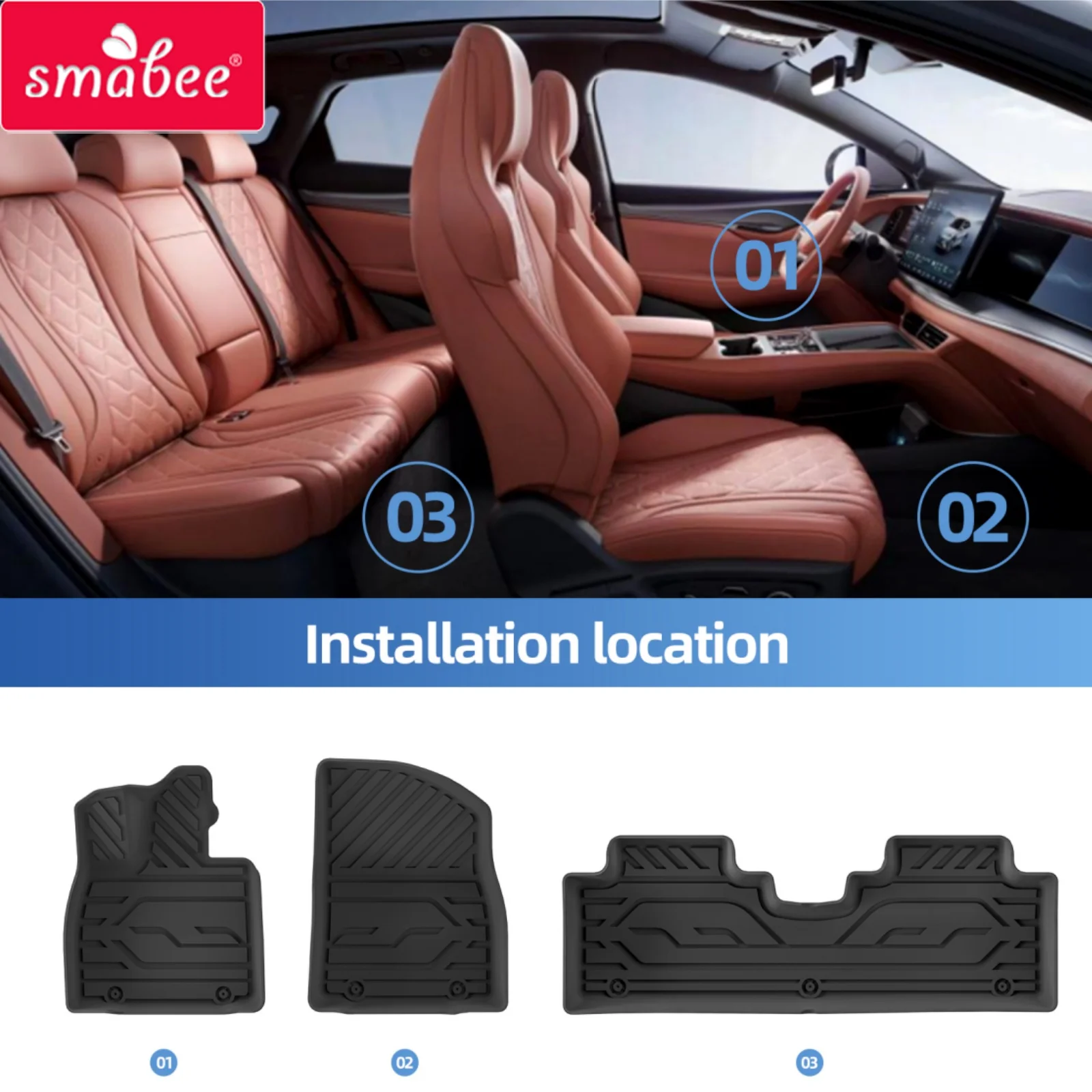 Smabee Linkslenker für BYD Sealion 6/HaiShi 06 EV/DM-i 2025-2026 (Mit Subwoofer) Fußmatten Kofferraummatte TPE Zubehör Schwarz