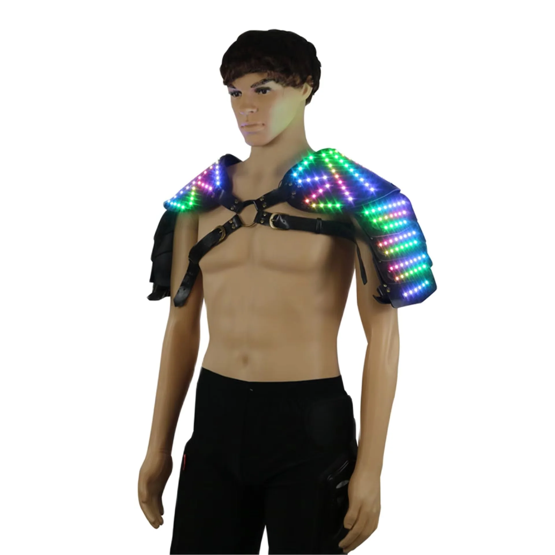 

LED Armor Costume Man Halloween Nightclub Medieval Warrior Cosplay Anime Shawl Punk Style Party Rave Clothes 2026