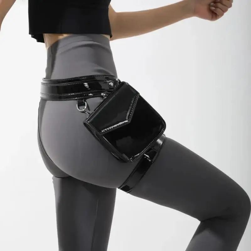 Leg Bag for Women Pu Waist Bag Fashion Designer Motorcycle Fanny Pack Street Hip Sack Lady Belt Bag Square Thigh Bag 2024 New