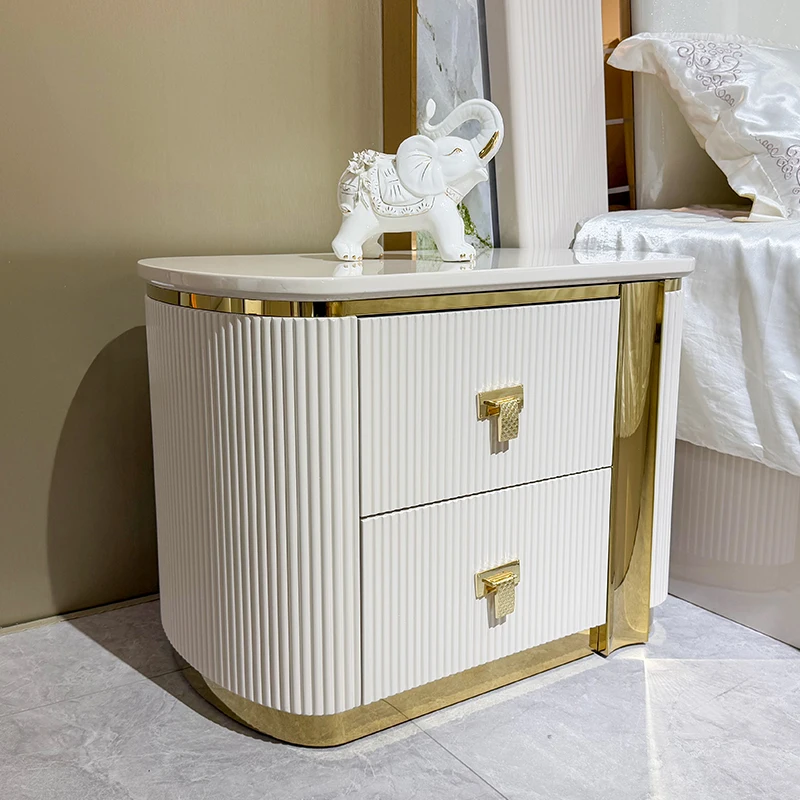 High quality modern white wooden bedroom bedside bedside table furniture luxury with drawers