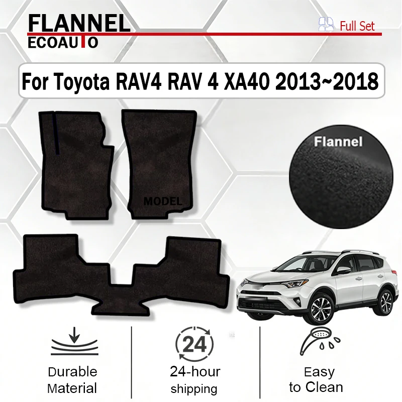 

ECOAUTO Flannel Car Floor Mats For Toyota RAV4 RAV 4 XA40 2013~2018 Rugs Carpet Cover Pad Anti-slip Foot Pads Footpads black