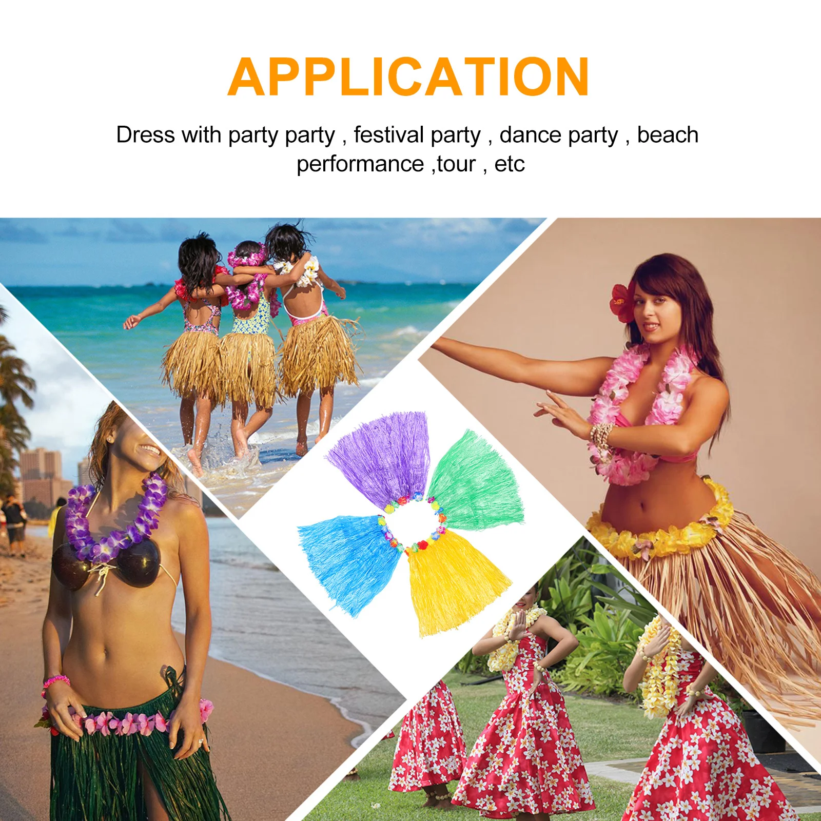 

4 pcs Grass Skirts Hawaii Style Handmade Tassel Hula Dance Costume For Kids Party Stage Performance Photo Props Cosplay