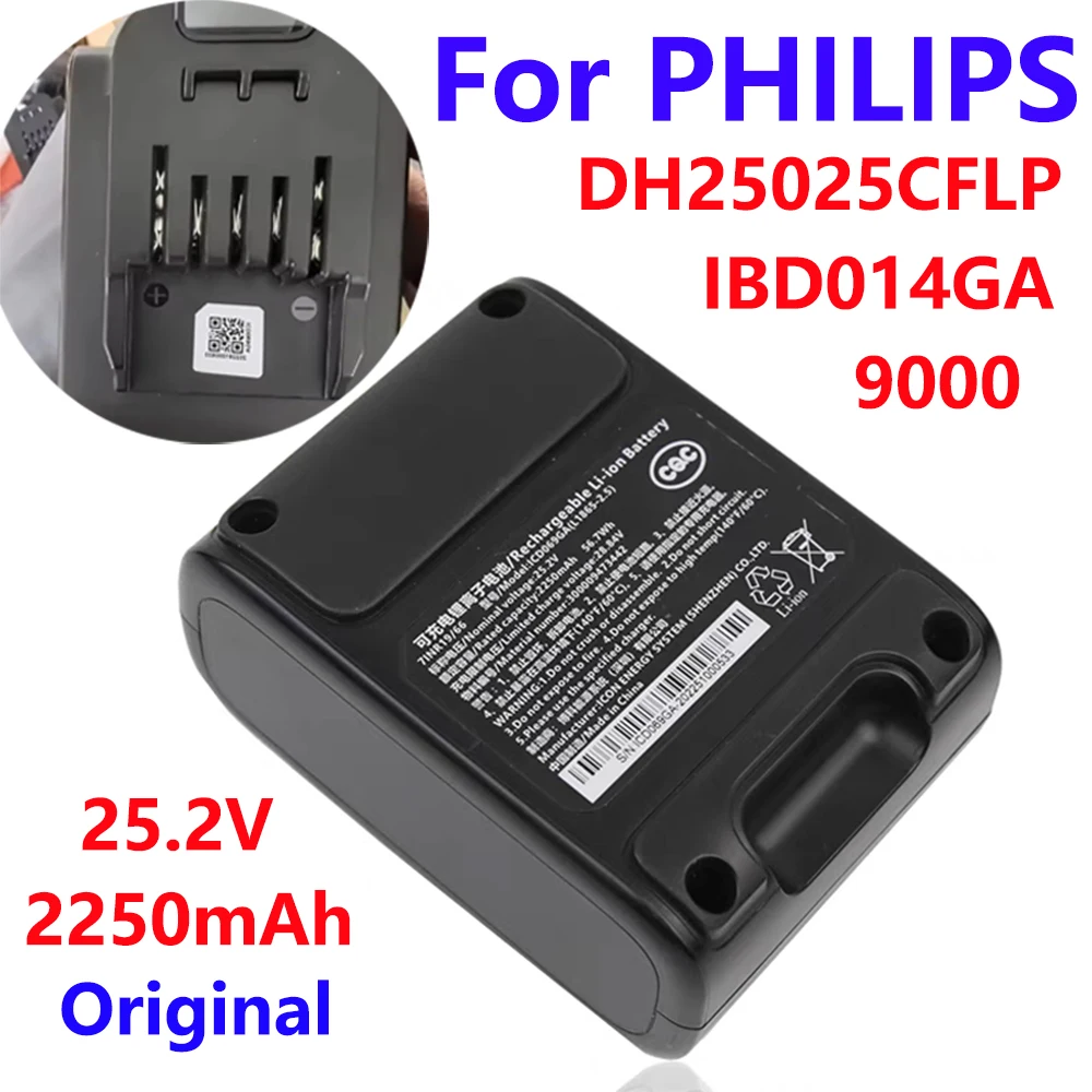 100-batterie-li-ion-rechargeable-d'origine-2250mah-252v-pour-philips-dh25025cflp-ibd014ga-9000-serie-batterie-d'outil-d'aspirateur