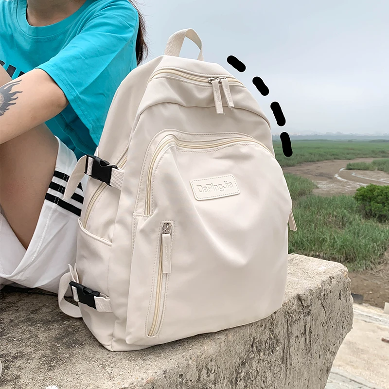 Teen Girl School Bag Solid Large Capacity Middle Student Multifunction Backpack Youth Women High Quality Waterproof Bags