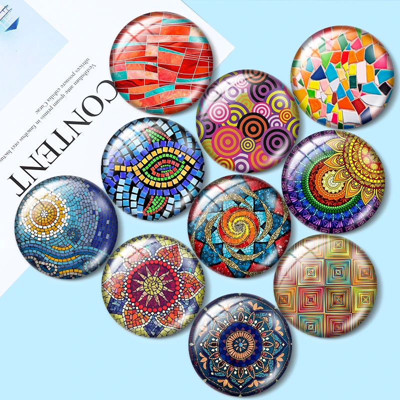 Abstract pattern new wave art  12mm/18mm/20mm/25mm 10pcs  Round photo glass cabochon demo flat back Making findings