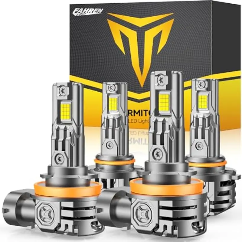 Upgraded H11 9005 LED Headlight Bulbs • 260000LM Output • 6500K Pure White Light • 1:1 Halogen-Sized Design • No Adapter Needed