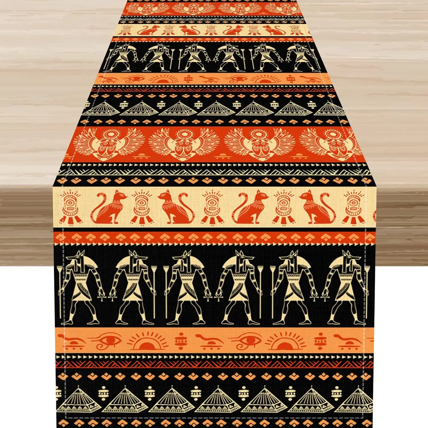 Ancient Egypt African Hieroglyphics Murals Pattern Table Runner Tabletop Decor Washable Kitchen Dining Table Runner Party Decor