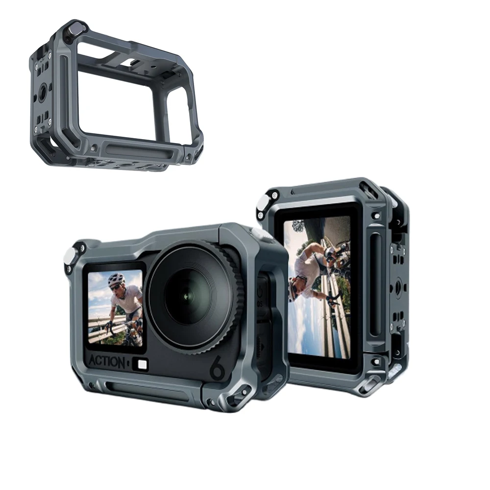 

Rabbit Cage Aluminum Protective Case for DJI Osmo Action 6, Metal Frame Expansion Adapter Mount for Action Camera Accessories