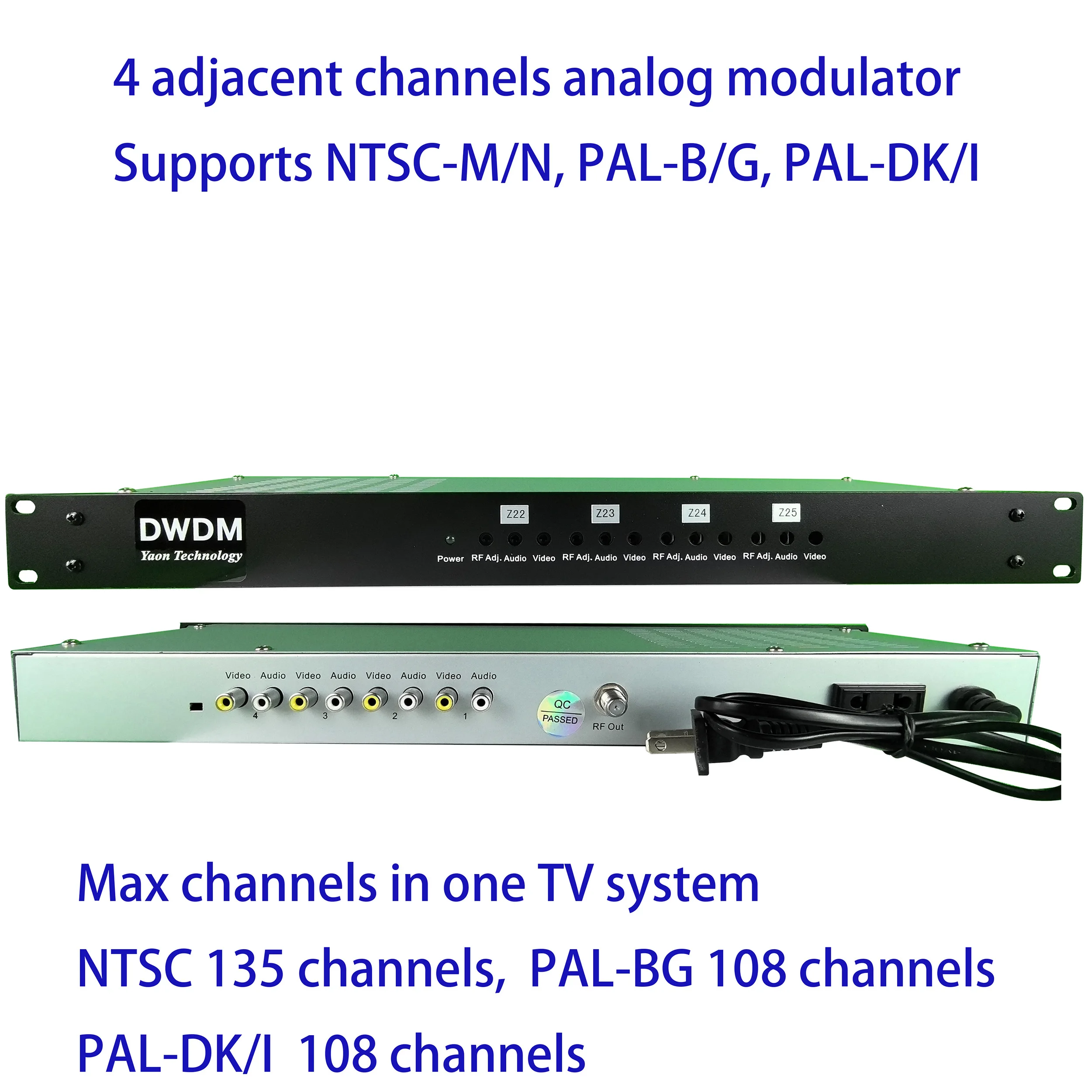 4 adjacent channels analog CATV modulator, 4 in 1 catv headend modulator, NTSC CATV modulator  PAL-B/G RF modulator