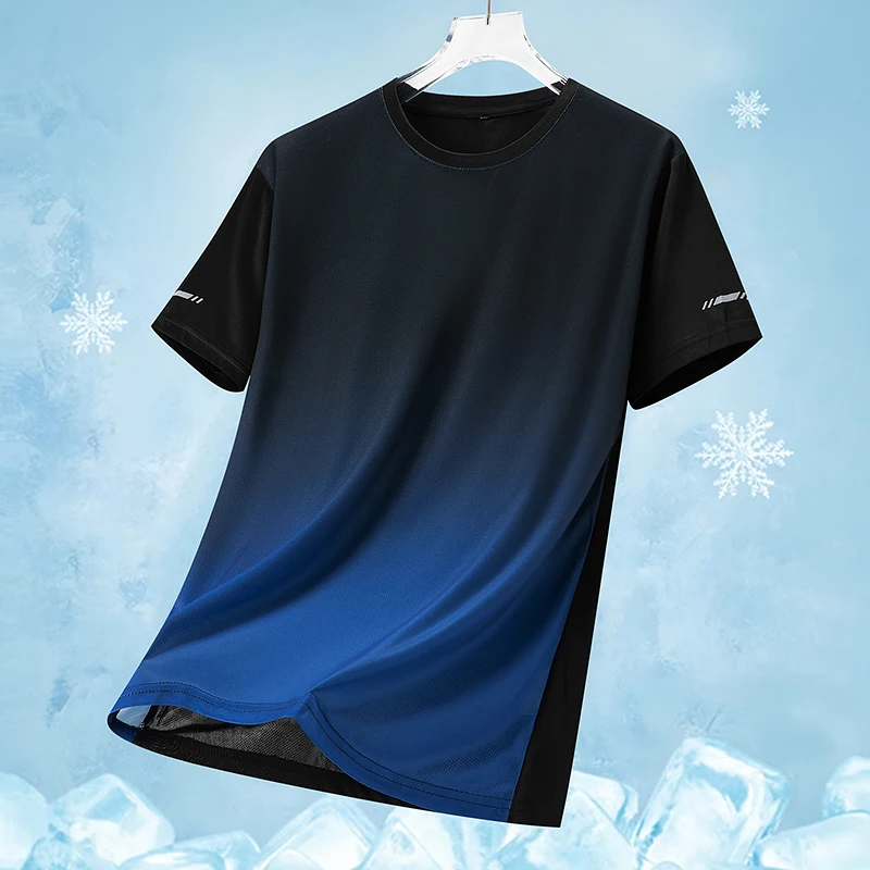 Outdoor Basketball Training Sweat Absorbing Quick Drying Casual T-shirt for Men Fashionable Trendy Ice Silk Short Sleeved Tshirt