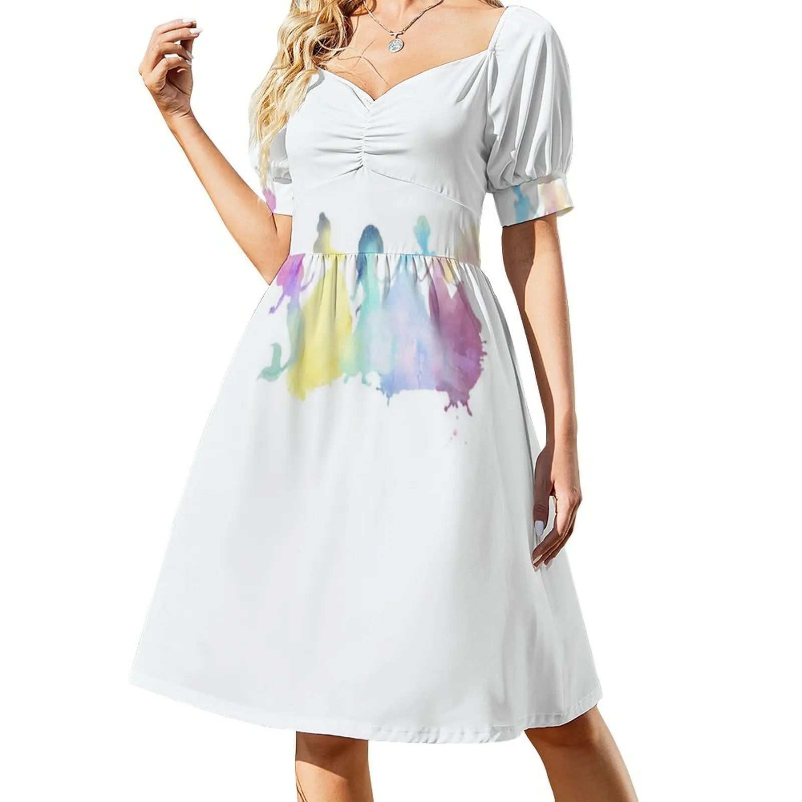 فستان الأميرات الأزهار سموك للنساء لربيع وصيف فستان كاجوال للحفلات والأميرات الأميرة حسناء أريال #2