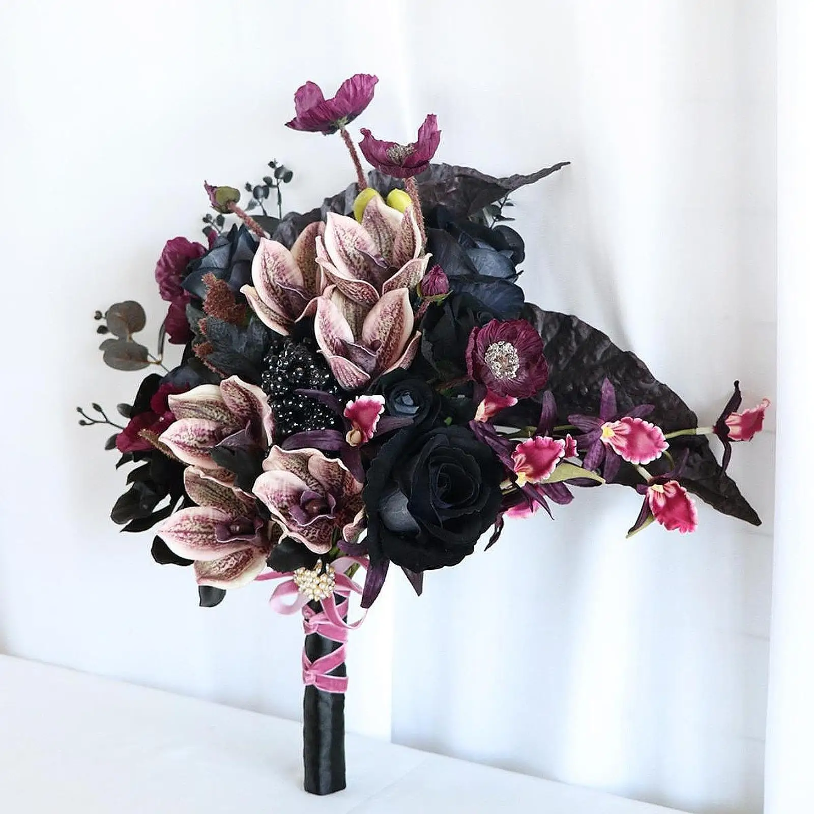 Wedding Bouquet for Bride Gothic Artificial Flowers 17.7" Decorative Bridal