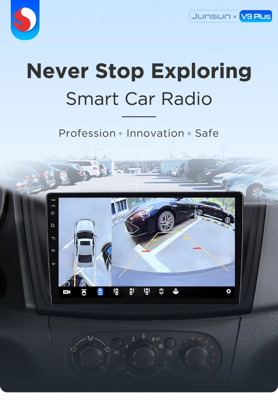 Junsun 8-Core 360 Kamera CarPlay Android Auto Autoradio für Renault Logan 2 Sandero 2014-2019 GPS Intelligente Systeme Stereo – Detail 3
