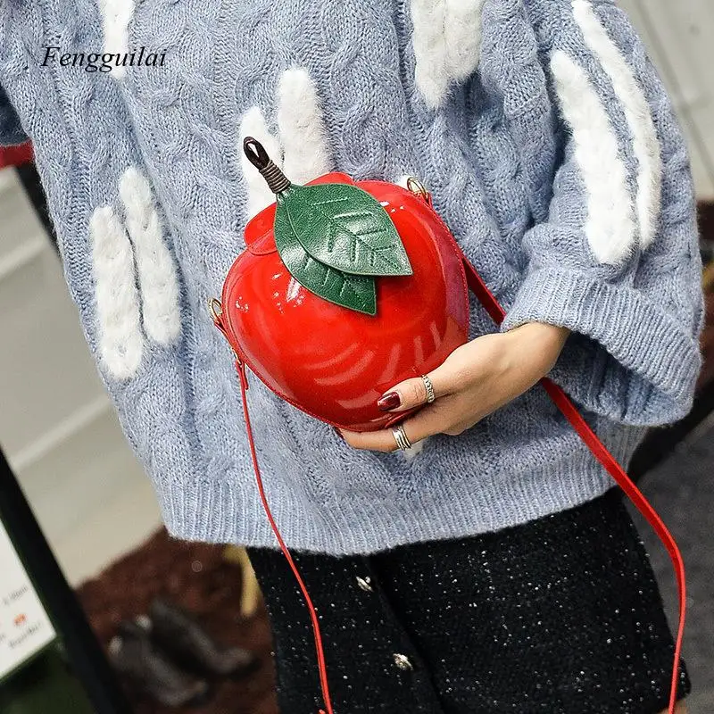 New Personalized and Creative Cute Girl Shoulder Crossbody Bag, Red Apple Green Apple Bag, Fresh and Sweet Shaped Women's Bag
