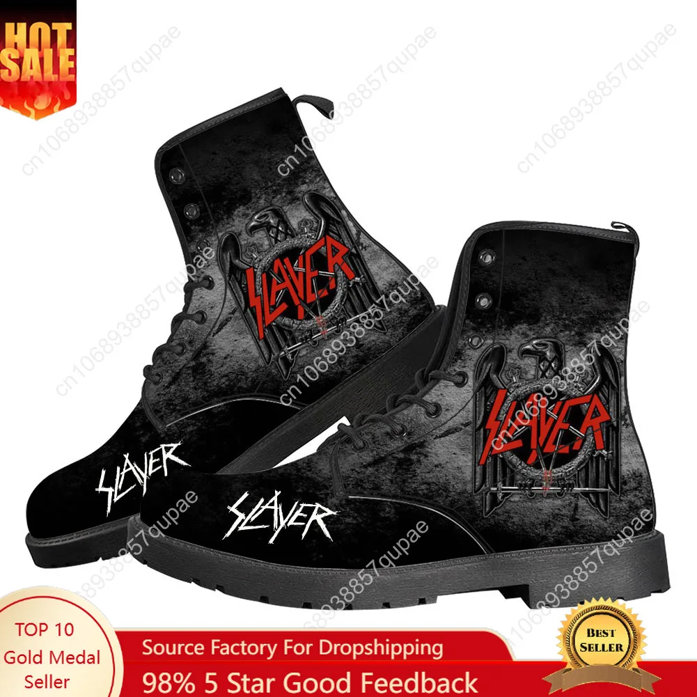 Slayer Heavy Metal Rock Band  Mens Womens Teenager Shoe Fashion Outdoor Water proof 3D Boots High Quality Customize Made Shoe