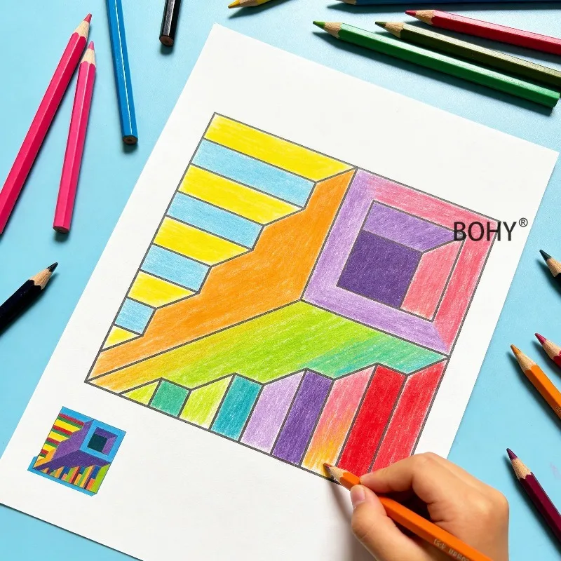 1 Loose Leaf Spatial Geometry Coloring Copy Album,  Provides Enlightenment on Spatial Thinking, Inspires Spatial Imagination