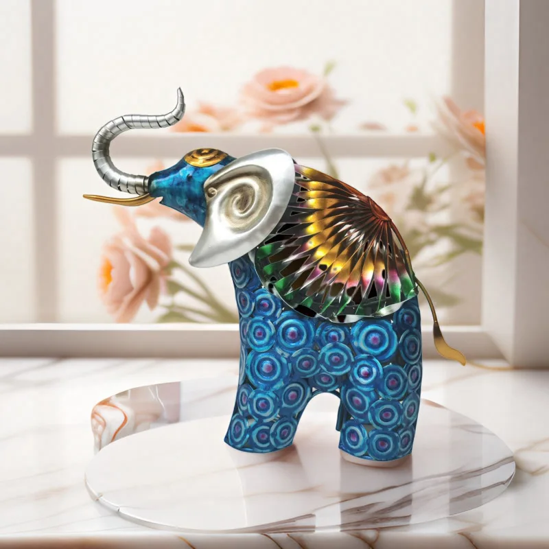 

Colorful Iron Art Elephant Crafts: Decorations for Entrance, Living Room, Balcony, Garden; Home Decor and Travel Souvenirs