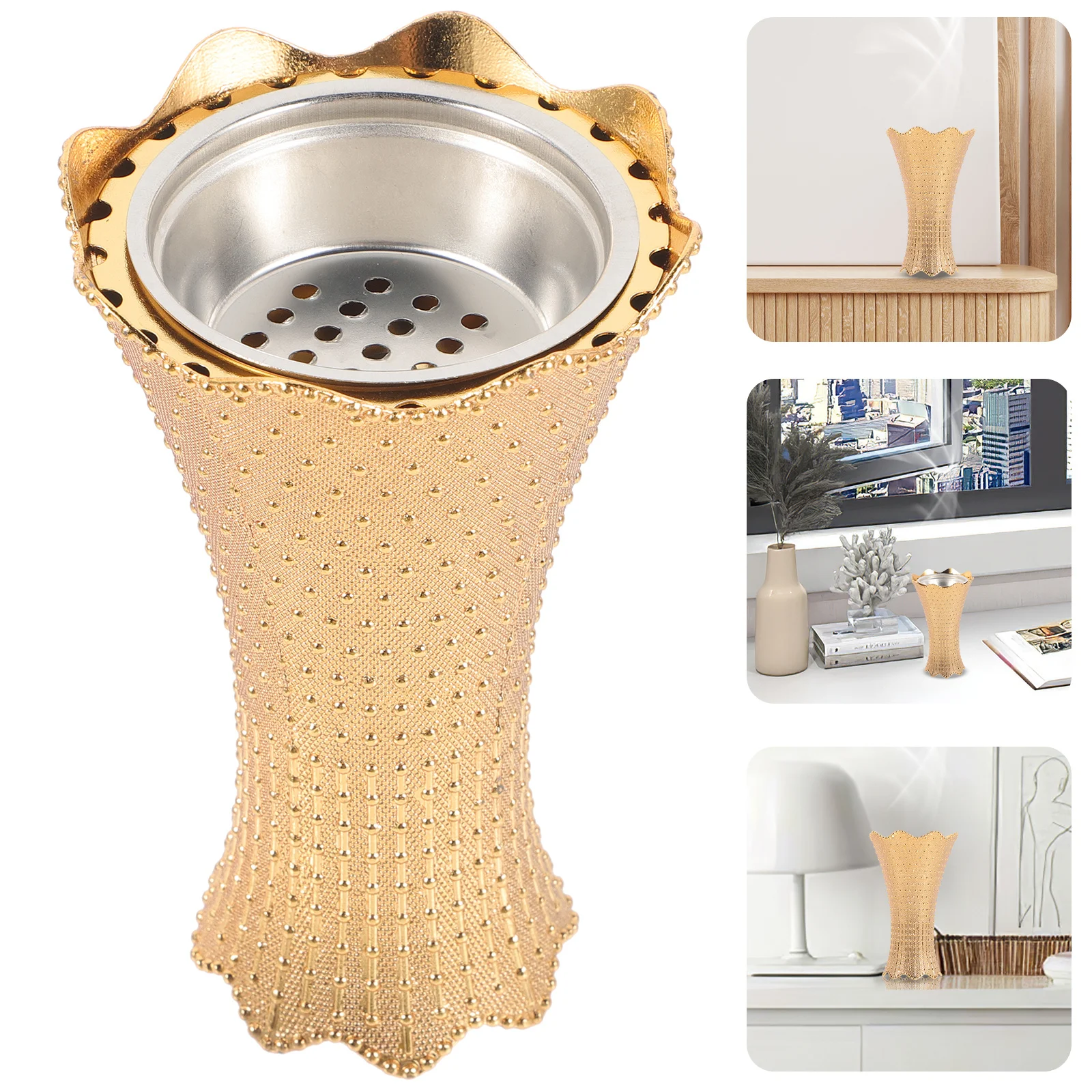 

Tabletop Censer Decor Vintage Incense Burner Holder Aluminum Alloy Retro Burner Ornament for Indoor Aroma Experience