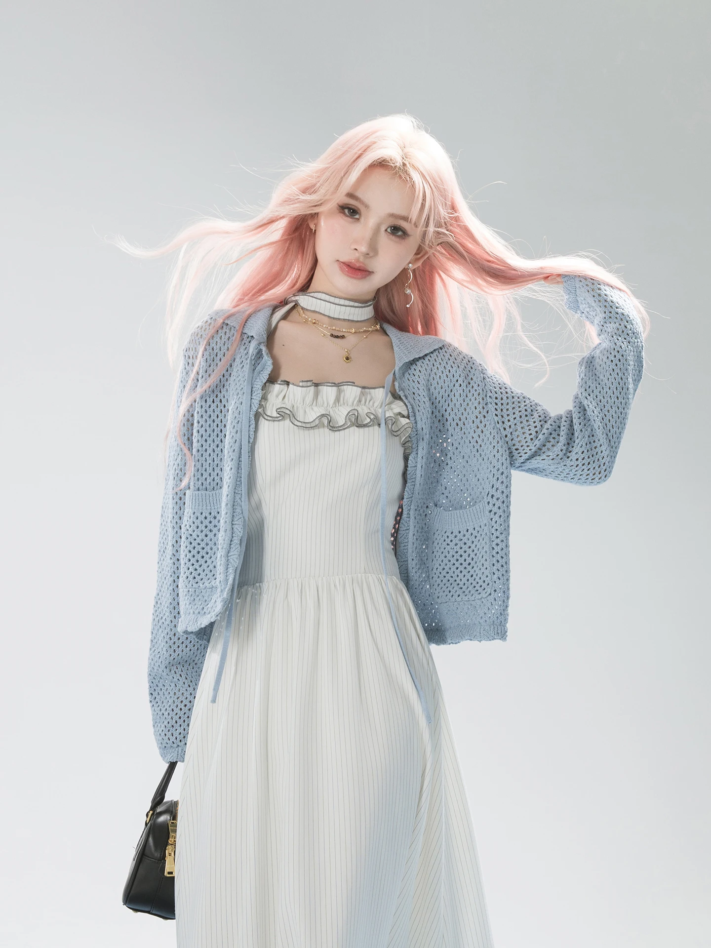 

Вязаный кардиган Oneofuuu из серии Healing Sea Salt, свободного кроя, в отпускном стиле, из мягкой акриловой смеси, укороченный, женский