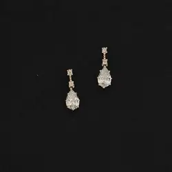 Korea 925 Sterling Silver Plated 14k Gold Stud Earrings Gorgeous Vintage Waterdrop Zircon Earrings for Women Exquisite Jewelry