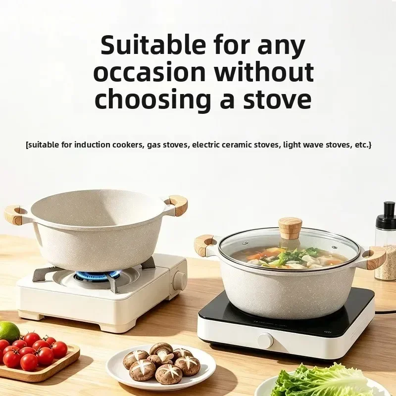 Household Multifunctional Binaural Deep Soup Pot Maifanshi Deepened Soup Pot Portable Anti-scalding Pot