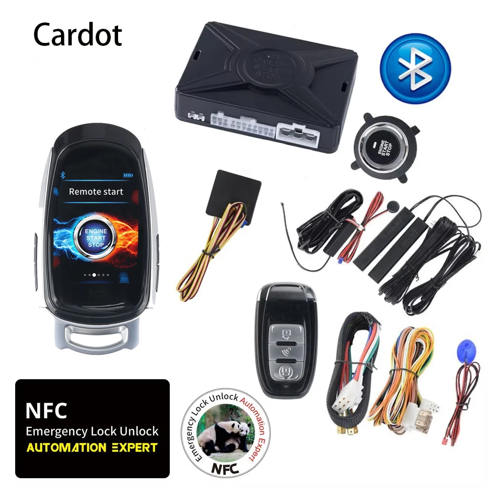 Cardot Lcd Key Chain NFC lock unlock  Car Alarm Ignition Remote Start Stop Engine Keyless Entry System