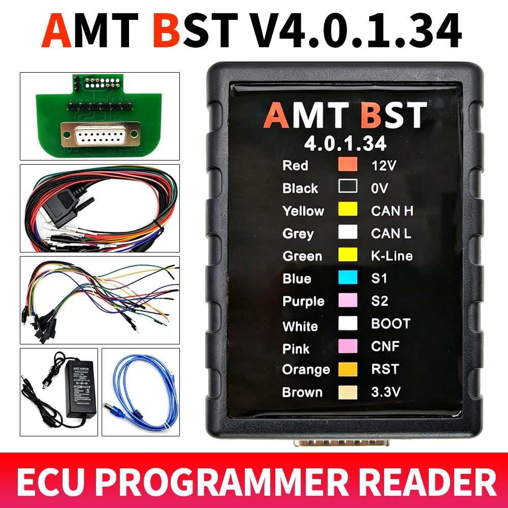 AMT BST V4.0.1.34 Bench Service Tool Full Kit Auto ECU Read Write Programmer Device Support CAN K-Line BDM Data Repair Equipment