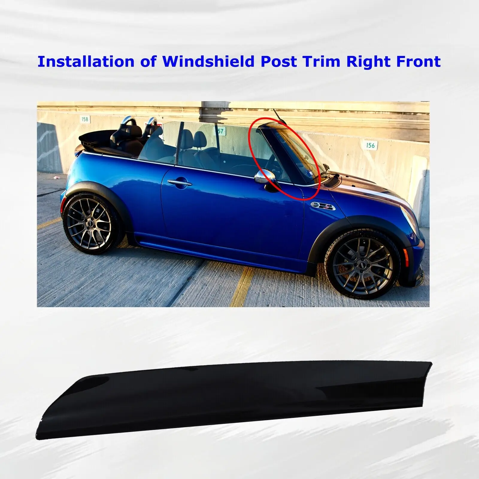 Right Front Windshield Post Trim for Mini Cooper R50 R52 R53 2001-2008 Window A-Pillar Black Trim Cover 51137128158