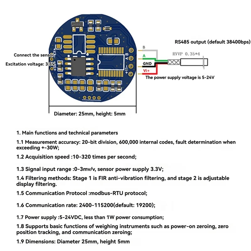 TTKK-RS485 Digitale gewichtssignaalzender Micro voor elektronische printplaat voor elektronische computerweegschaal