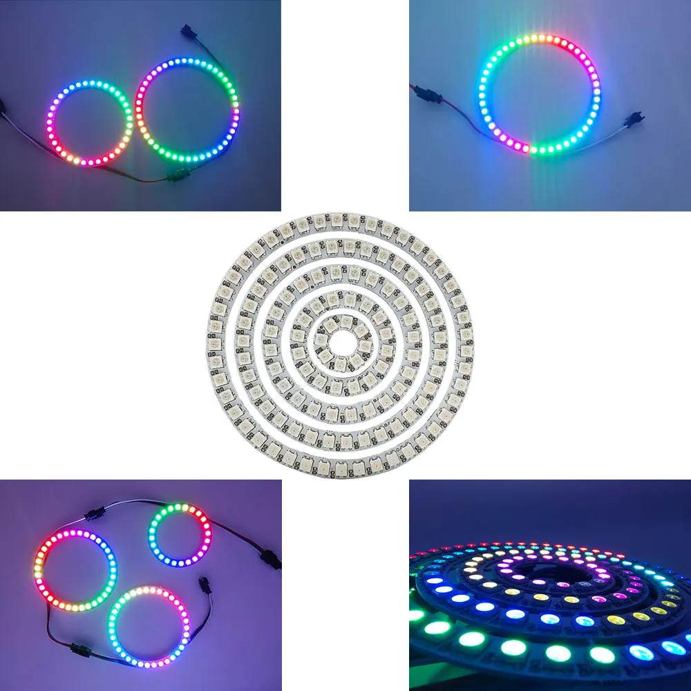 WS2812B LED Ring 8/16/24/35/45Leds WS2812 LED Pixel Individually Addressable RGB Light Ring SMD 5050 RGB IC Led Modules Light 5V