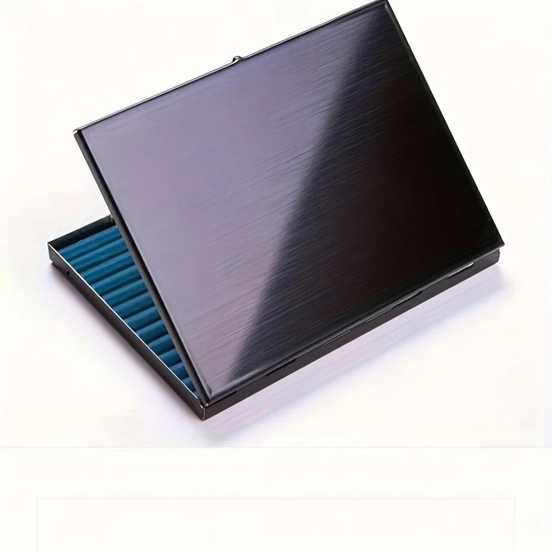 High-end cigarette box 8-12 pack Ultra-thin stainless steel cigarette box flip cover cigarette holder for men view 6