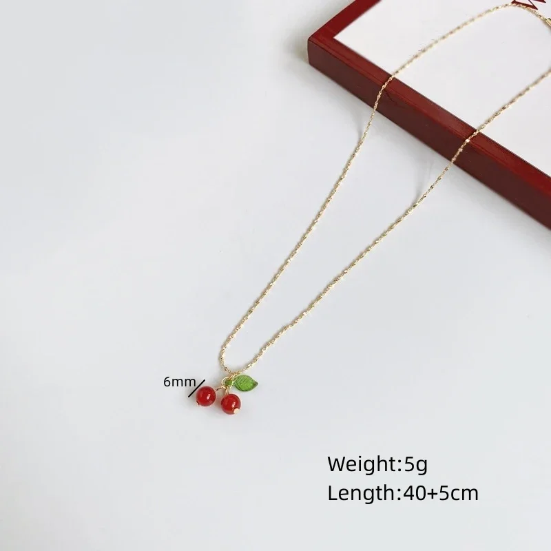 Lovely cherry fruit necklace stainless steel Chain fashion Girls\' jewelry necklace for girls ladies gift