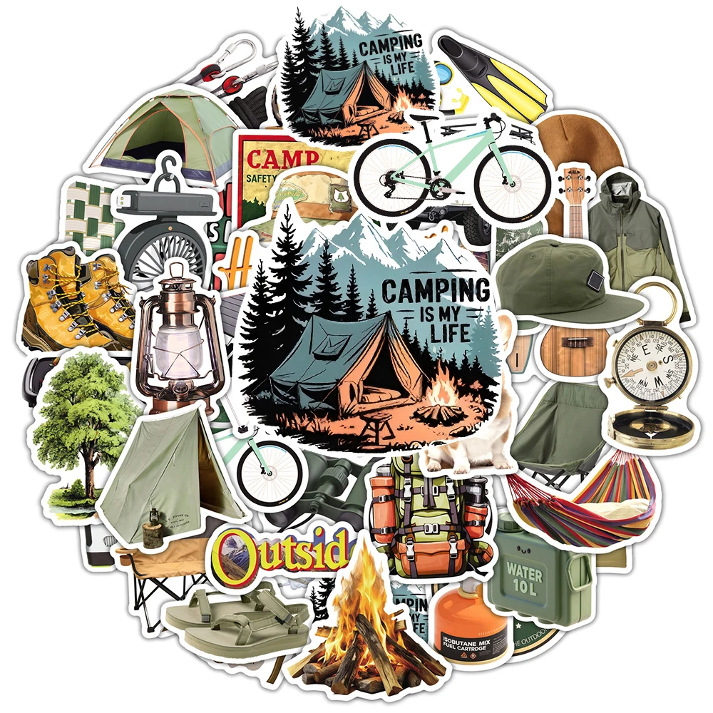 10/30/50 قطعة كول الكرتون التخييم في الهواء الطلق الكتابة على الجدران ملصقات الشارات DIY بها بنفسك محمول الثلاجة زجاجة ماء الديكور ملصق مضاد للمياه