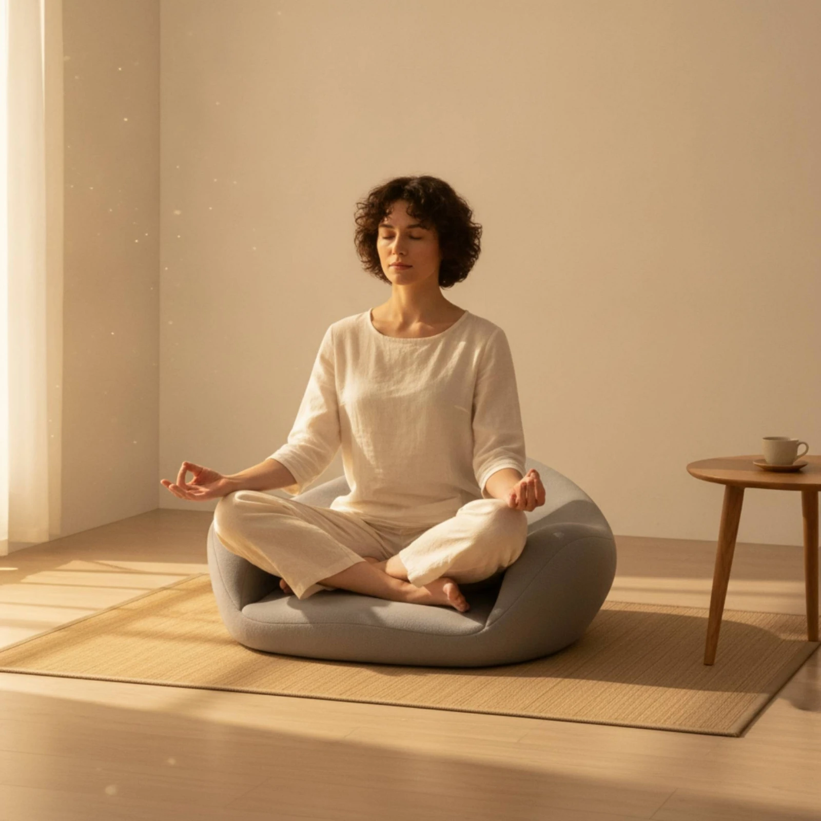 Meditation Chair Contoured Floor Cushion with Backrest Meditation Cushion Low-Height Seat Thick for Adults, Tatami Room