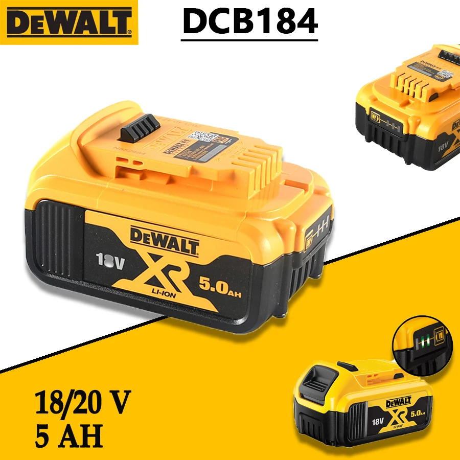 

DEWALT Max XR 18 В/20 В 5 Ач аккумулятор светодиодный светильник оригинальная литиевая батарея 100% оригинальная сменная литий-ионная батарея DCB184