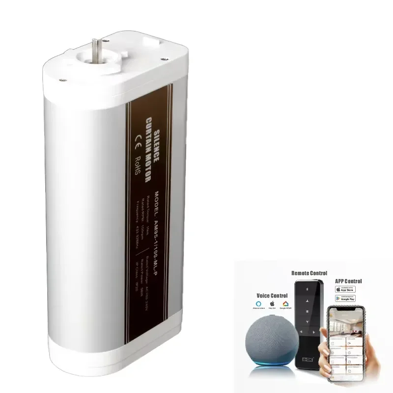 Tuya Smart Life Wireless Curtain Motor Custom Electric Track RF Remote Control Compatible with Alexa Echo New Design