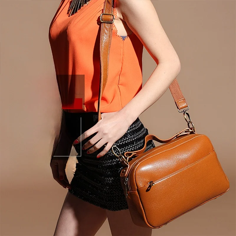 

Женская сумка из натуральной кожи через плечо в корейском стиле, из воловьей кожи высшего слоя, универсальная, модная, повседневная