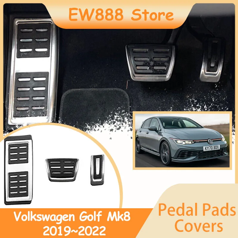 

For Volkswagen Golf Mk8 2019~2022 Stainless Steel AT MT Car Foot No Drilling Pedals Rest Accelerator Tray Part Accessories.