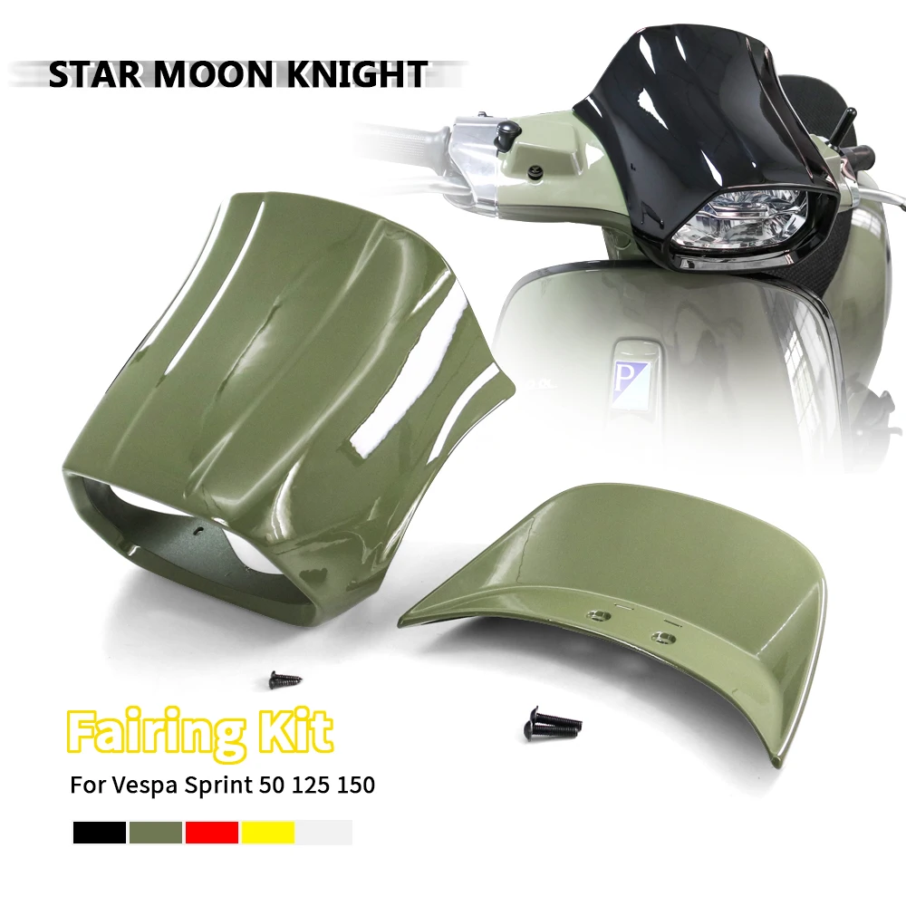 

Motorcycle Front Fairing Headlight Cover Windshield Tailpiece Tail Section Fairing Cowl Deflector For Vespa Sprint 50 125 150