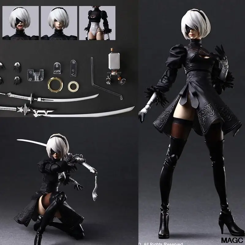 Play Arts Kai NieR:Automata 2 Type B Action Figure DX Deluxe Edition Movable PVC Figure Doll Toy Model Birthday Gifts