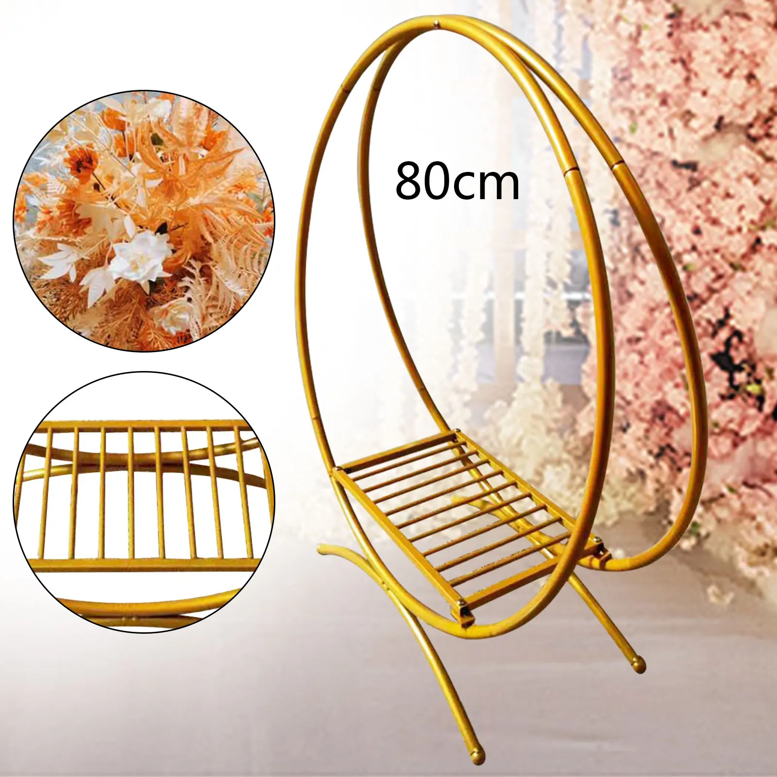 For Party 60/77/80cm Round Metal Arch Gold Double Hoop Wedding Background Flower Balloon Stand Decor Supplies