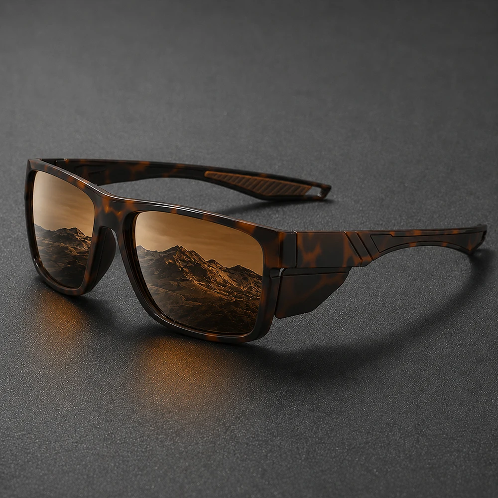 Tarnfarben Polarisierte Sportsonnenbrille für Männer UV400 Blendschutz Spiegelglas für Autofahren, Angeln, Radfahren, Outdoor, Winddichte Sonnenbrille – Detail 11