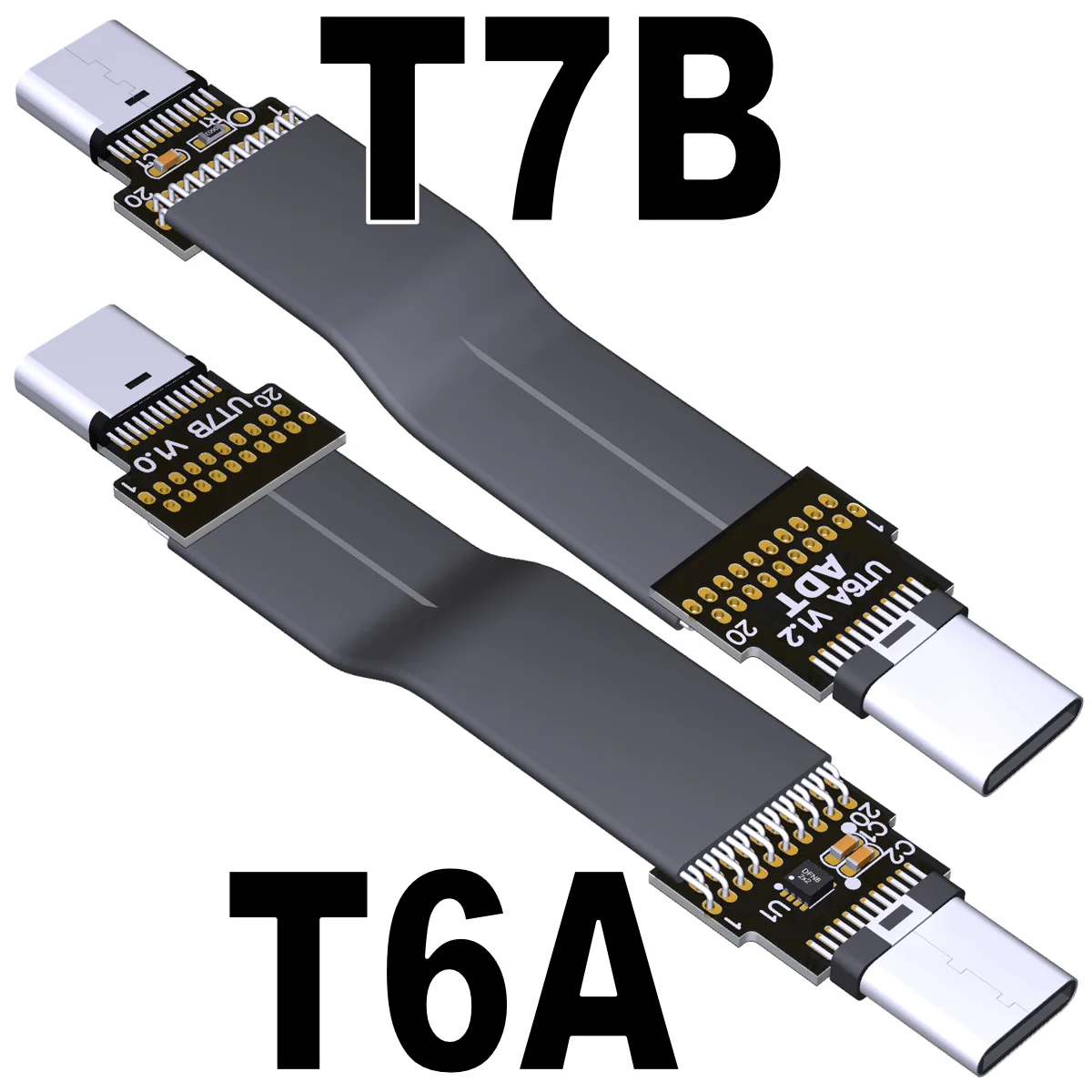 USB 3.2 Gen2x2 Type C to Type C Flat Cable 90 Degree Foldable 20Gbps Data Transfer OTG FPC FPV Aerial Male to Female Extension C