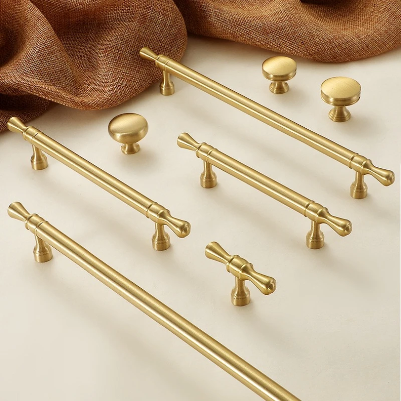 Bedroom Kitchen Cupboard Wardrobe Door Knobs Heavy Duty Solid Brass Drawer Pulls French Gold Hardware Furniture Cabinet Handles