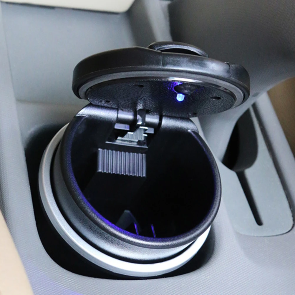 

Car Ashtray ABS Material Lid Light Proof LED Auto Cup Compact Size Gift Valentine Easter Father Home Office Vehicle Ashtray